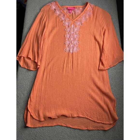 Lilly Pulitzer Tops - Lilly Pulitzer Target Cover Up Womens M Peach Embroidered Geometric Beach Tunic